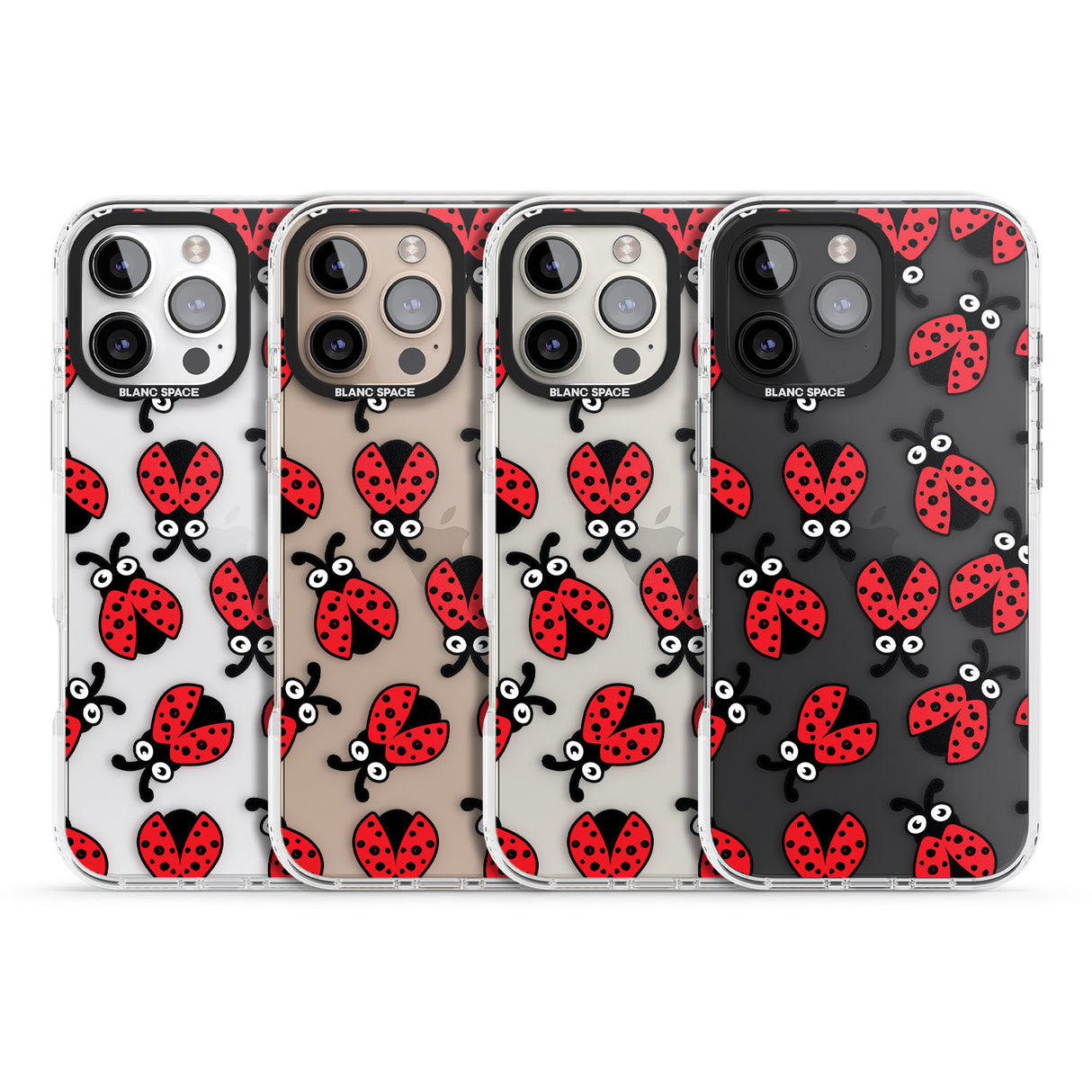 iPhone 16 Pro Max Ladybug Pattern Black Impact Phone Case