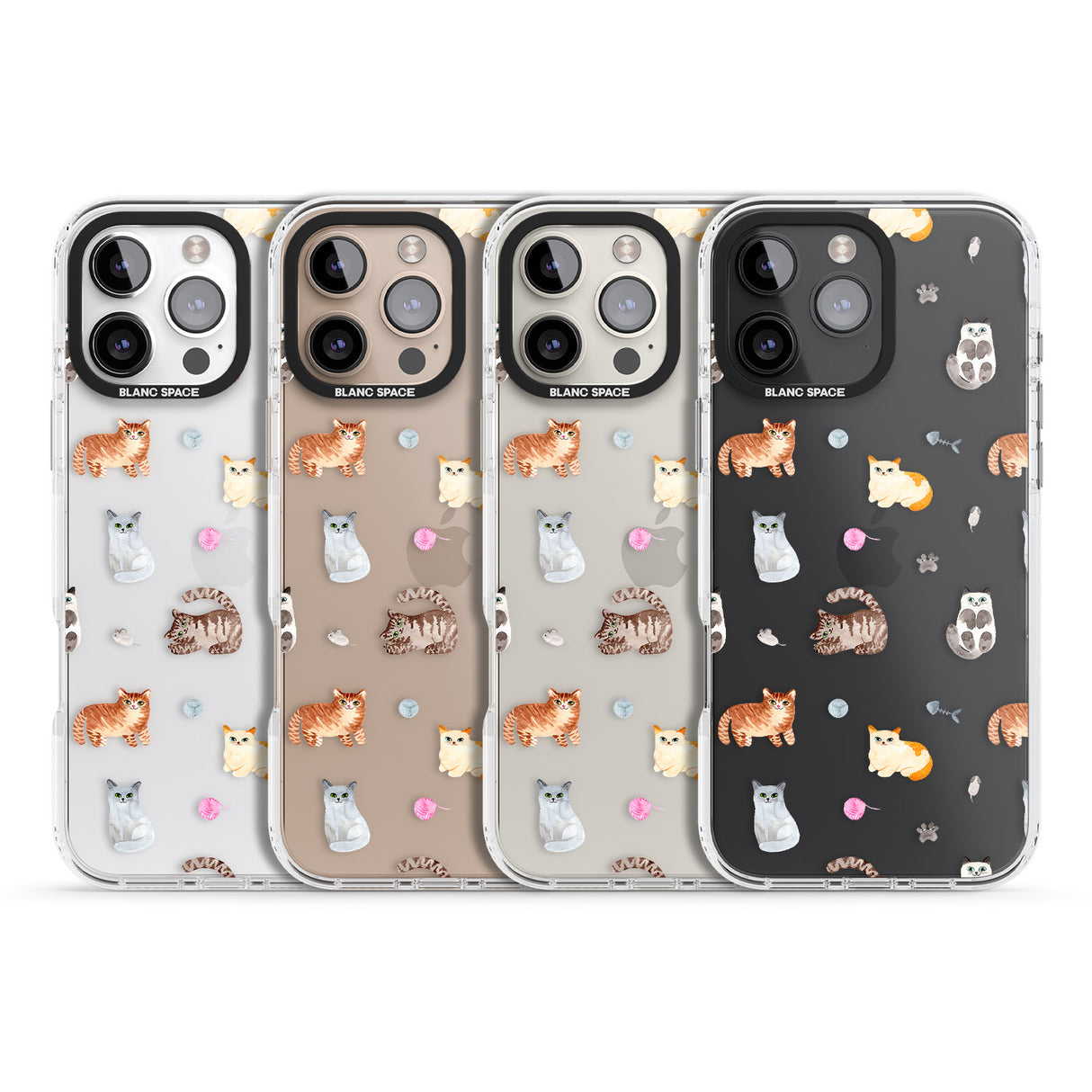 iPhone 16 Pro Max Cats with Toys - Clear Black Impact Phone Case