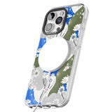 iPhone 16 Pro Max Blue & Grey Daisies Pattern Black Impact Phone Case