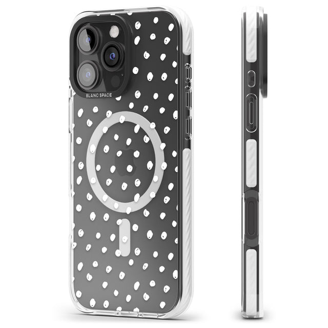 iPhone 16 Pro Max Messy White Dot Pattern Black Impact Phone Case