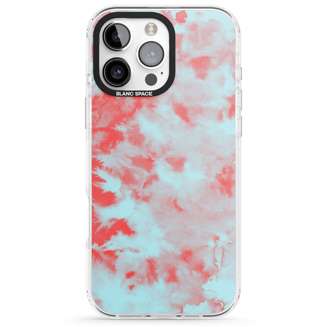 iPhone 16 Pro Max Red & Blue Acid Wash Tie-Dye Pattern Black Impact Phone Case