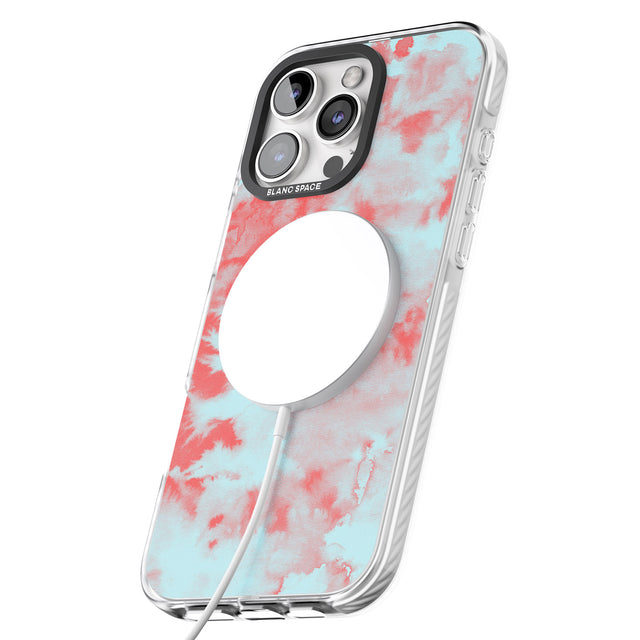 iPhone 16 Pro Max Red & Blue Acid Wash Tie-Dye Pattern Black Impact Phone Case