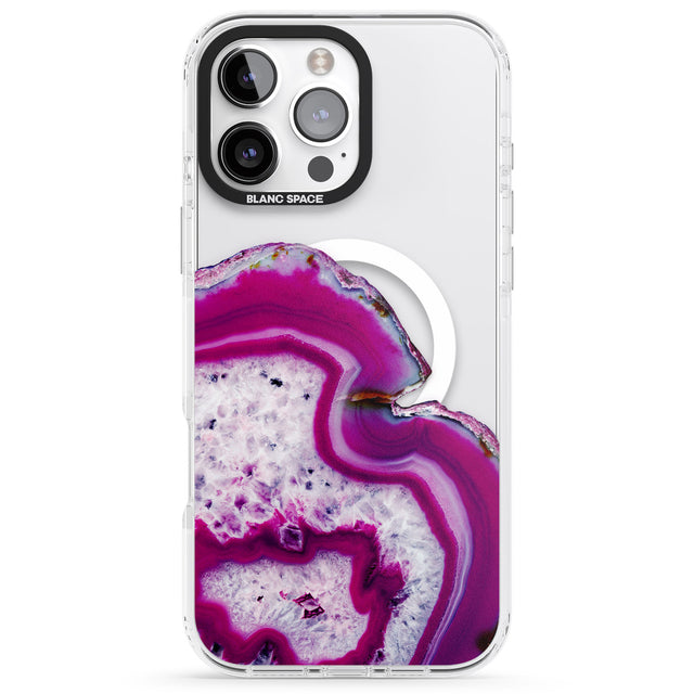 iPhone 16 Pro Max Violet & White Swirl Agate Crystal Clear Design Black Impact Phone Case