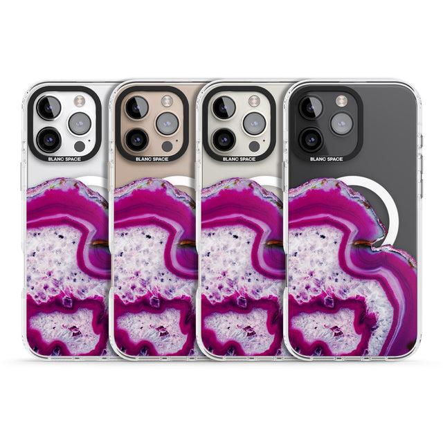 iPhone 16 Pro Max Violet & White Swirl Agate Crystal Clear Design Black Impact Phone Case