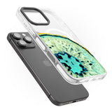 iPhone 16 Pro Max Turquoise & Green Gemstone Crystal Clear Design Black Impact Phone Case