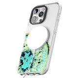 iPhone 16 Pro Max Turquoise & Green Gemstone Crystal Clear Design Black Impact Phone Case