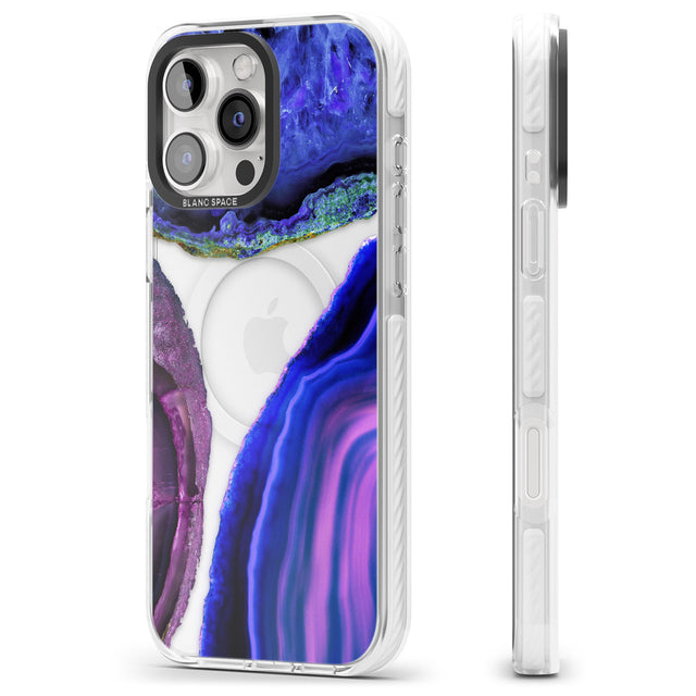 iPhone 16 Pro Max Purple & Blue Agate Gemstone Clear Design Black Impact Phone Case