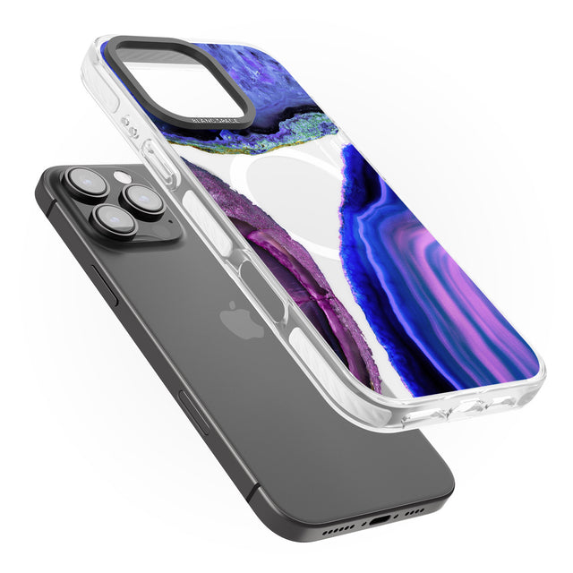 iPhone 16 Pro Max Purple & Blue Agate Gemstone Clear Design Black Impact Phone Case