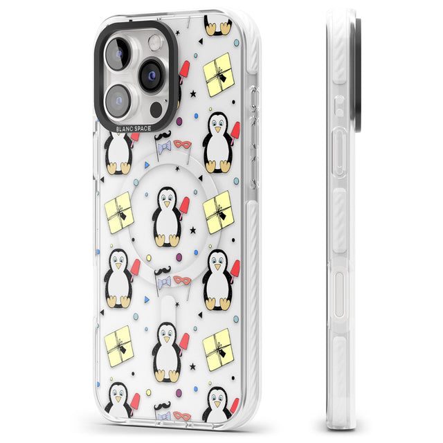 iPhone 16 Pro Max Cute Penguin Pattern Clear Black Impact Phone Case