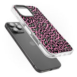 iPhone 16 Pro Max Green on Pink Leopard Print Pattern Black Impact Phone Case