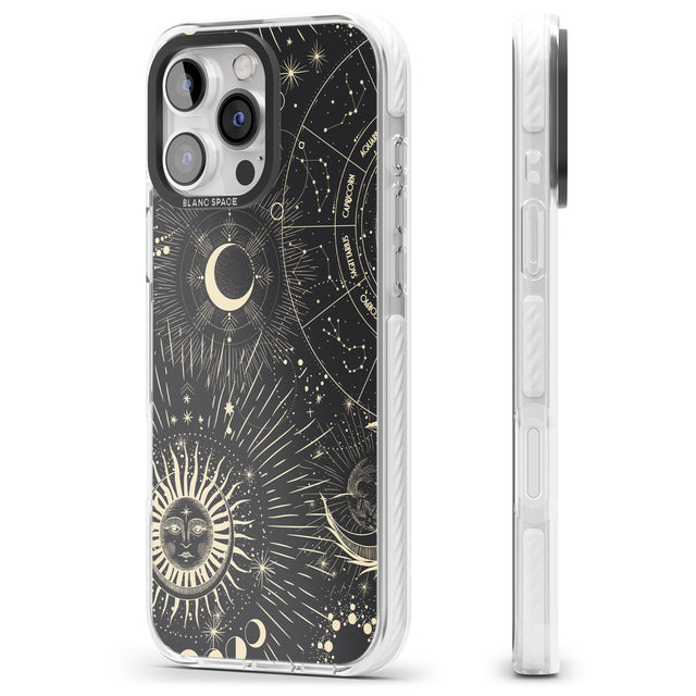 iPhone 16 Pro Max Sun & Symbols Astrological Black Impact Phone Case