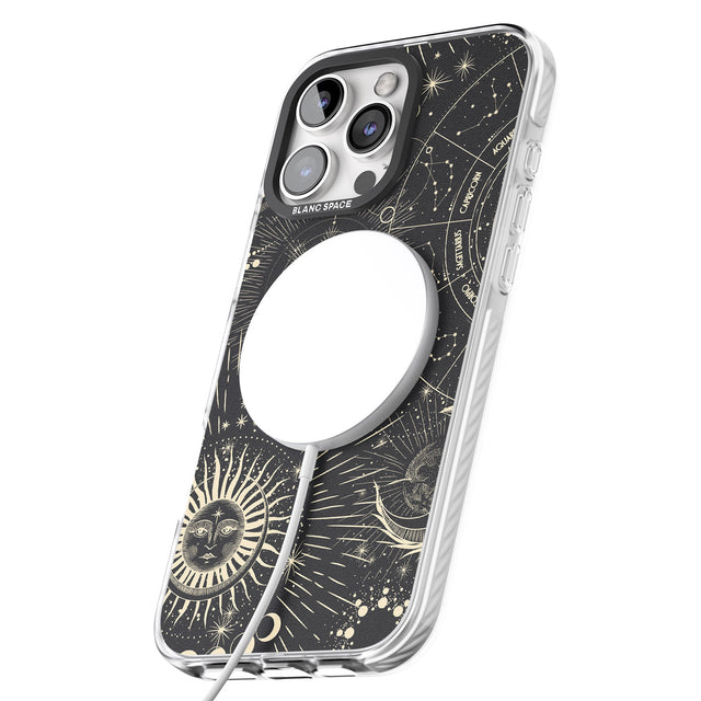 iPhone 16 Pro Max Sun & Symbols Astrological Black Impact Phone Case