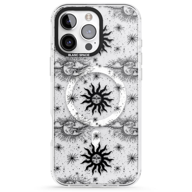 iPhone 16 Pro Max Suns & Clouds Vintage Astrological Black Impact Phone Case