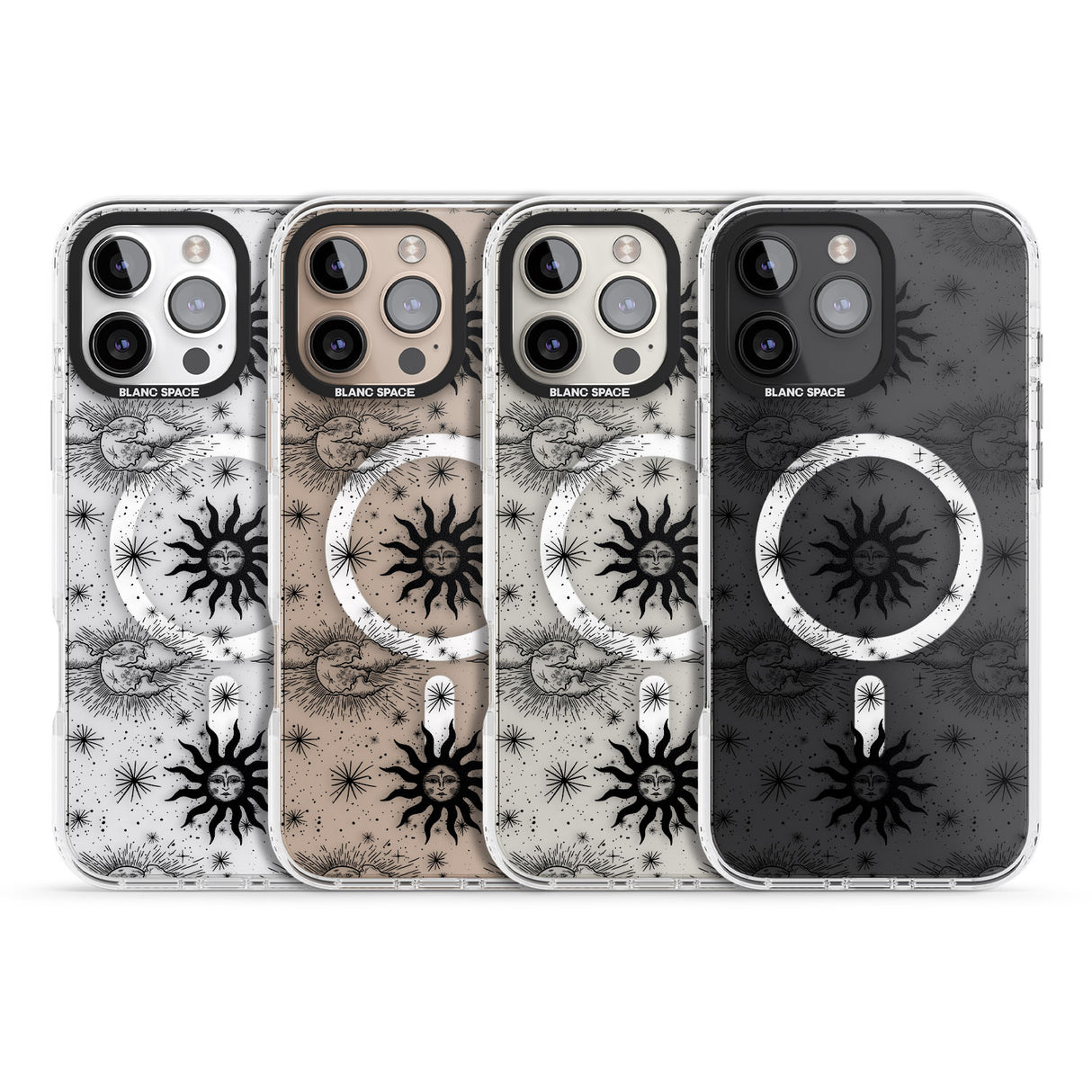 iPhone 16 Pro Max Suns & Clouds Vintage Astrological Black Impact Phone Case