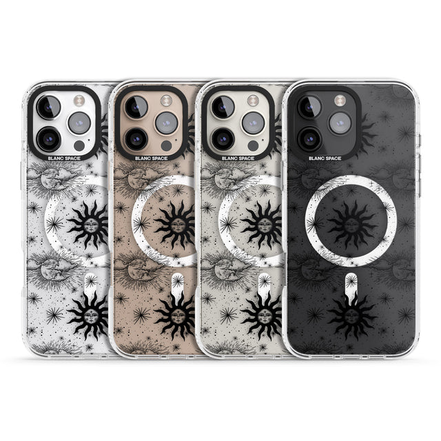 iPhone 16 Pro Max Suns & Clouds Vintage Astrological Black Impact Phone Case