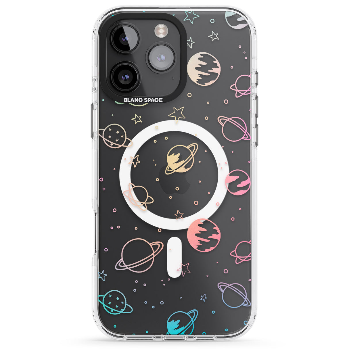 iPhone 16 Pro Max Cosmic Outer Space Design Pastels on Clear Black Impact Phone Case