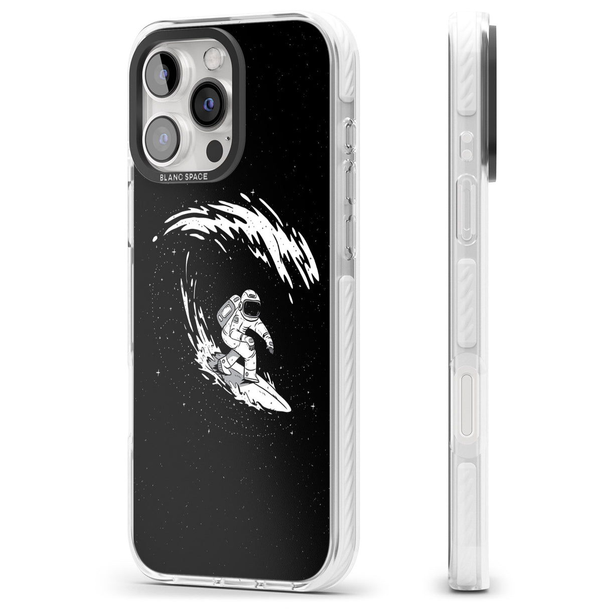 iPhone 16 Pro Max Surfing Astronaut Black Impact Phone Case