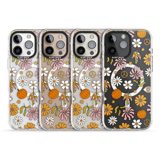 Retro Boho Fall Floral Impact Magsafe Phone Case for iPhone 16 Pro, iPhone 16 Pro Max