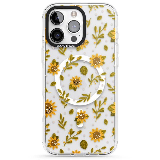 iPhone 16 Pro Max Sweet as Honey Patterns: Sunflowers (Clear) Black Impact Phone Case