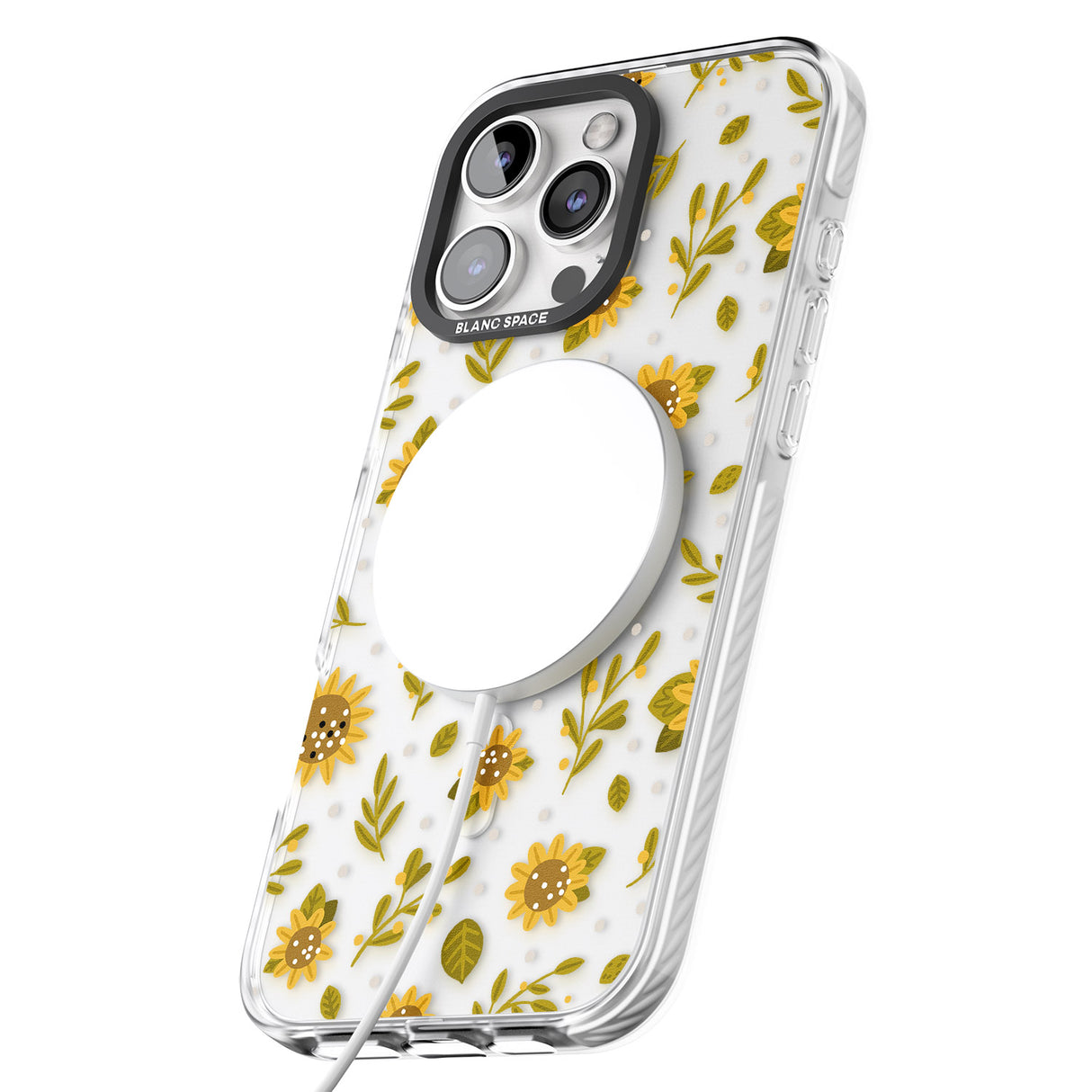 iPhone 16 Pro Max Sweet as Honey Patterns: Sunflowers (Clear) Black Impact Phone Case