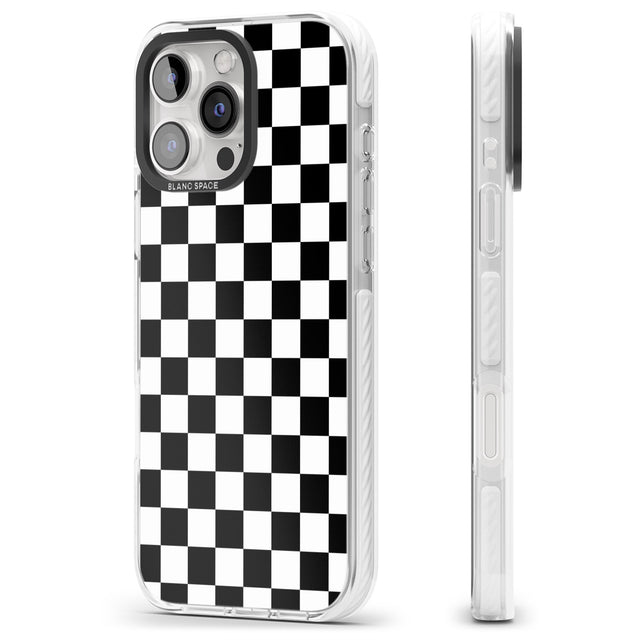 iPhone 16 Pro Max Black Checkered Black Impact Phone Case