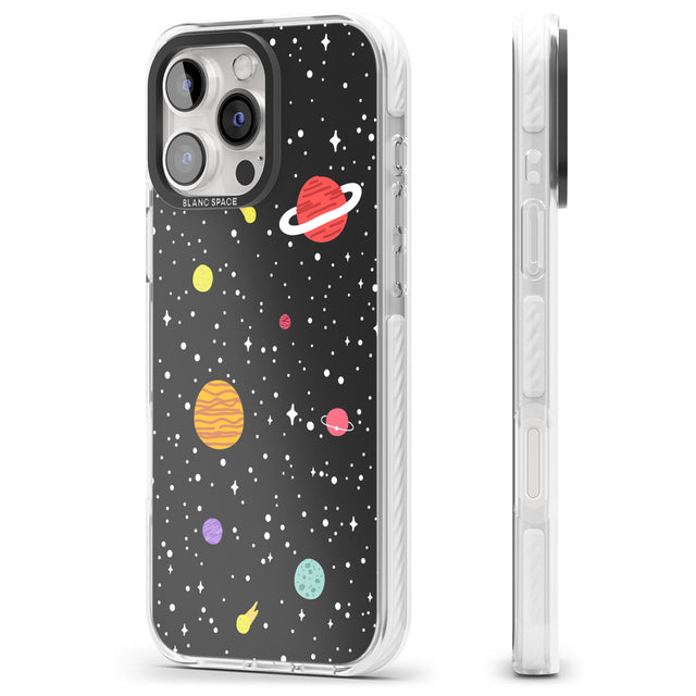 iPhone 16 Pro Max Cute Cartoon Planets Black Impact Phone Case