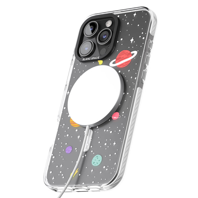 iPhone 16 Pro Max Cute Cartoon Planets (Clear) Black Impact Phone Case