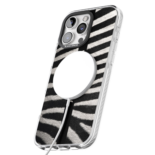 iPhone 16 Pro Max Personalised Zebra Print Black Impact Phone Case