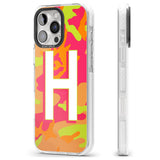 iPhone 16 Pro Max Personalised Bright Neon Camo Solid Monogram Black Impact Phone Case