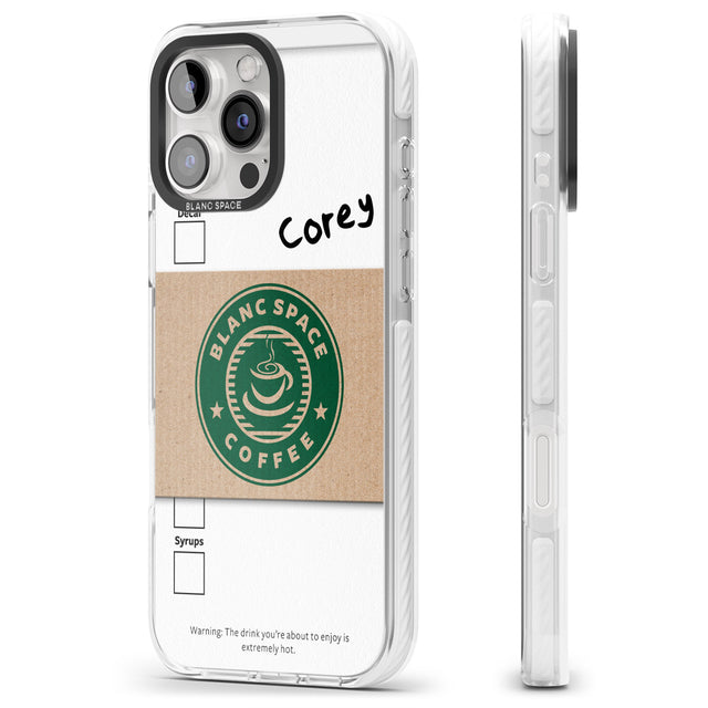 iPhone 16 Pro Max Personalised Coffee Cup Black Impact Phone Case