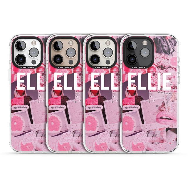 iPhone 16 Pro Max Personalised Sweet Pink Fashion Collage Black Impact Phone Case