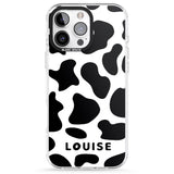 iPhone 16 Pro Max Personalised Cow Print Black Impact Phone Case