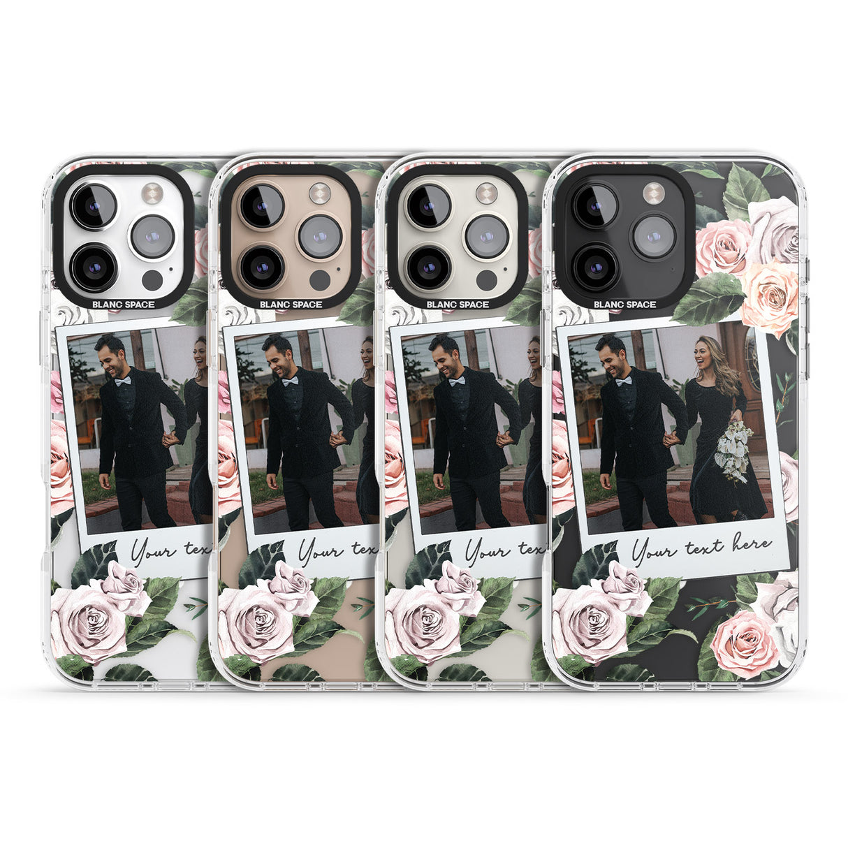 iPhone 16 Pro Max Personalised Floral Instant Film Photo Black Impact Phone Case