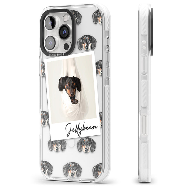 iPhone 16 Pro Max Personalised Dachshund, Black- Dog Photo Black Impact Phone Case