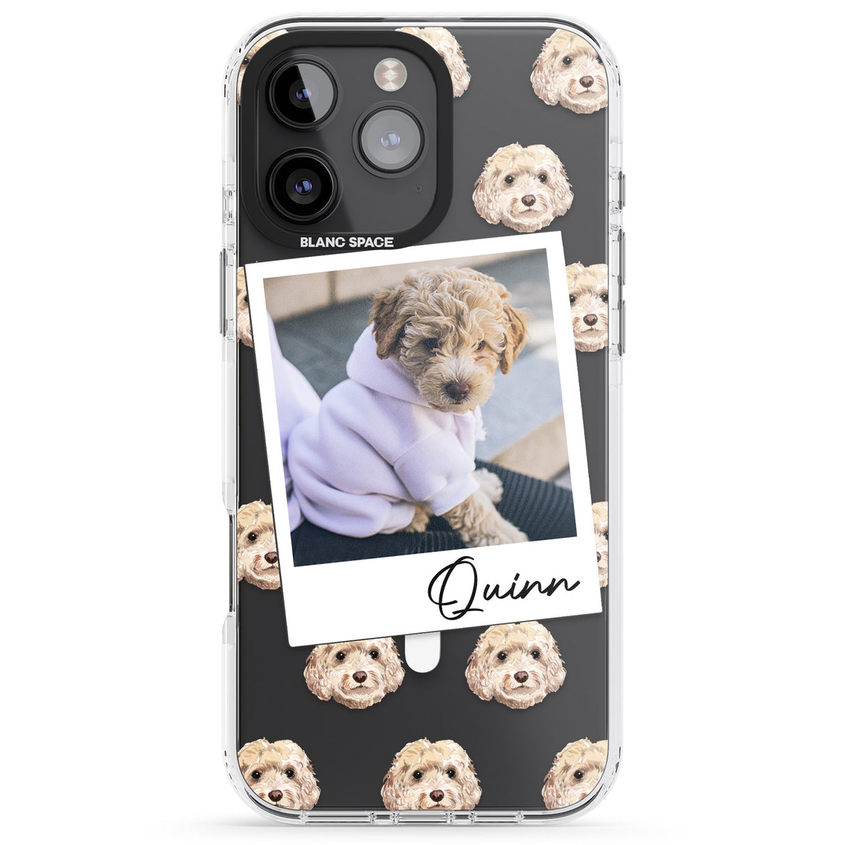 iPhone 16 Pro Max Personalised Cockapoo, Cream - Dog Photo Black Impact Phone Case