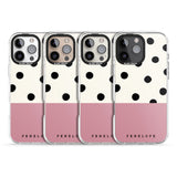 iPhone 16 Pro Max Personalised Pink Border Polka Dot Black Impact Phone Case