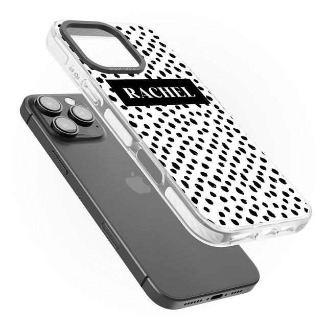 iPhone 16 Pro Max Personalised Black Bar & Dots Black Impact Phone Case