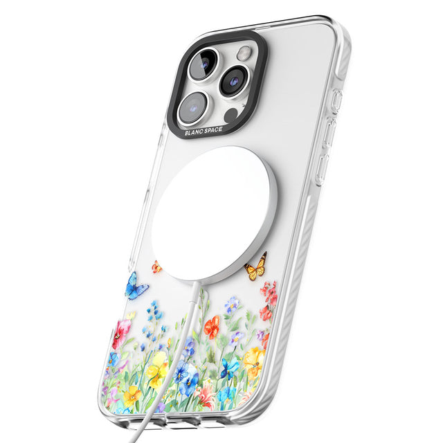 Personalised Buterflies & Wildflowers Impact Magsafe Phone Case for iPhone 16 Pro, iPhone 16 Pro Max