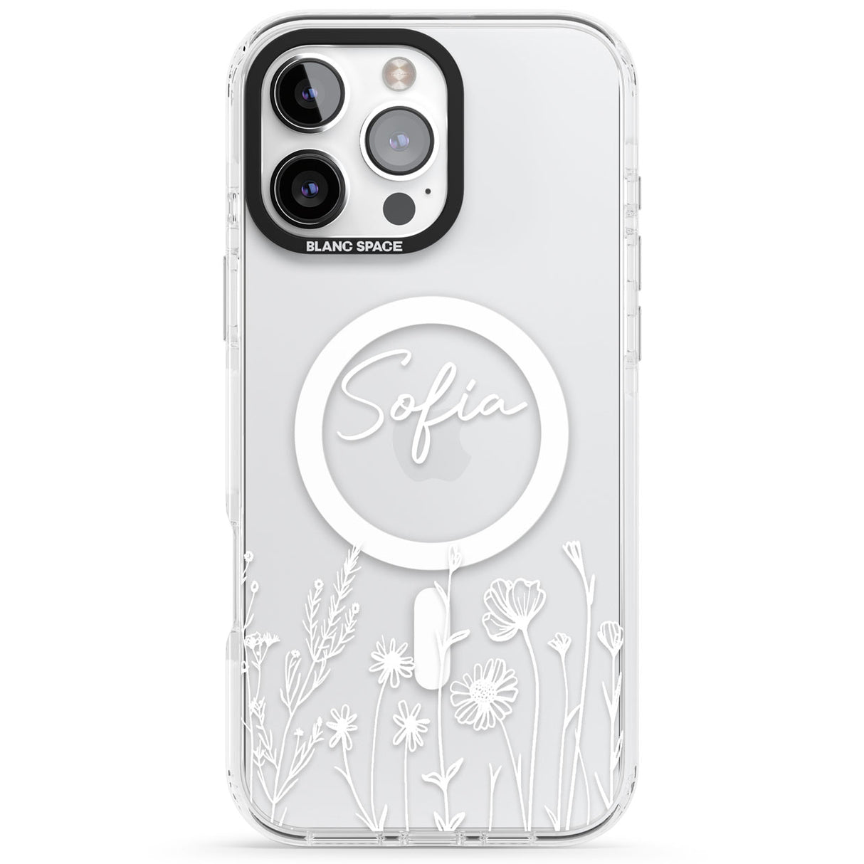 Personalised White Wildflowers Impact Magsafe Phone Case for iPhone 16 Pro, iPhone 16 Pro Max