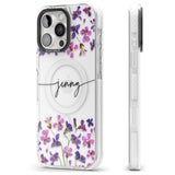 iPhone 16 Pro Max Personalised Purple Violets Black Impact Phone Case