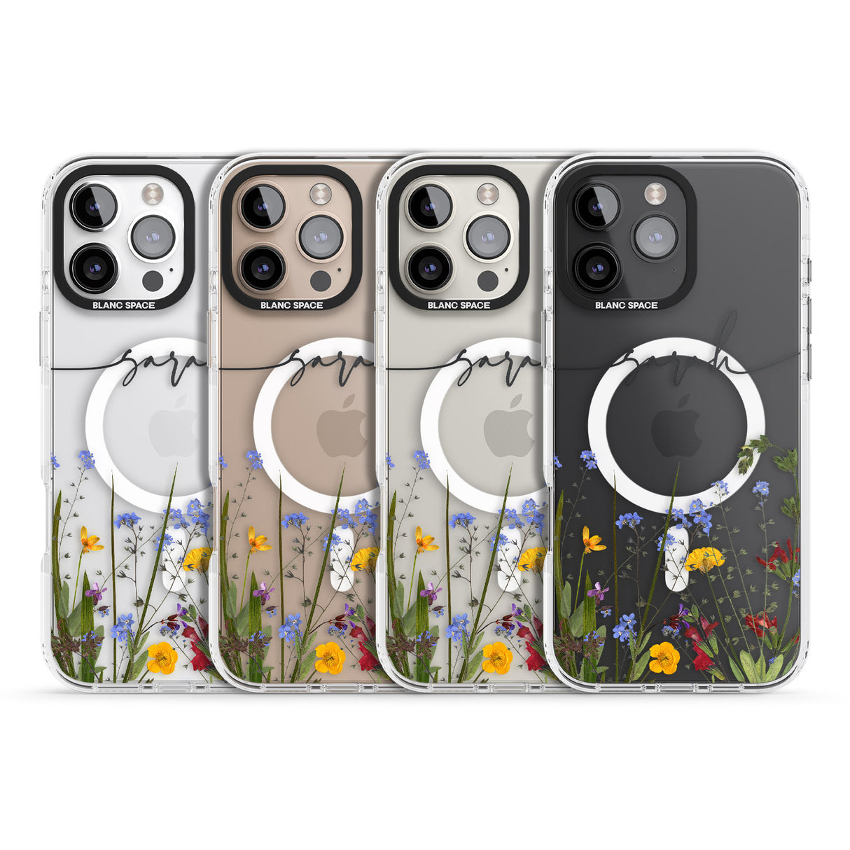 iPhone 16 Pro Max Personalised Wildflower Floral Black Impact Phone Case