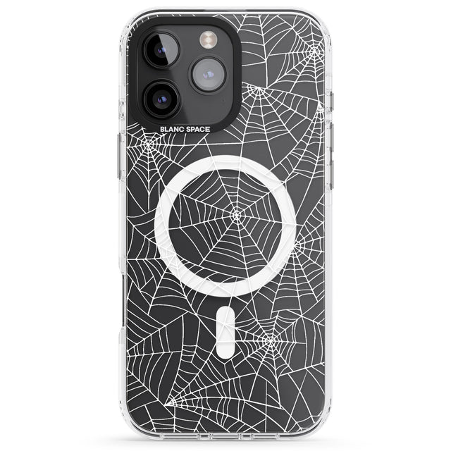 iPhone 16 Pro Max Personalised Spider Web Pattern Black Impact Phone Case