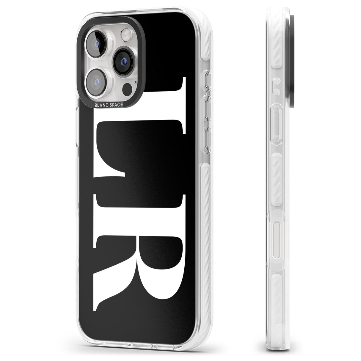 iPhone 16 Pro Max Personalised White & Black Letters Black Impact Phone Case