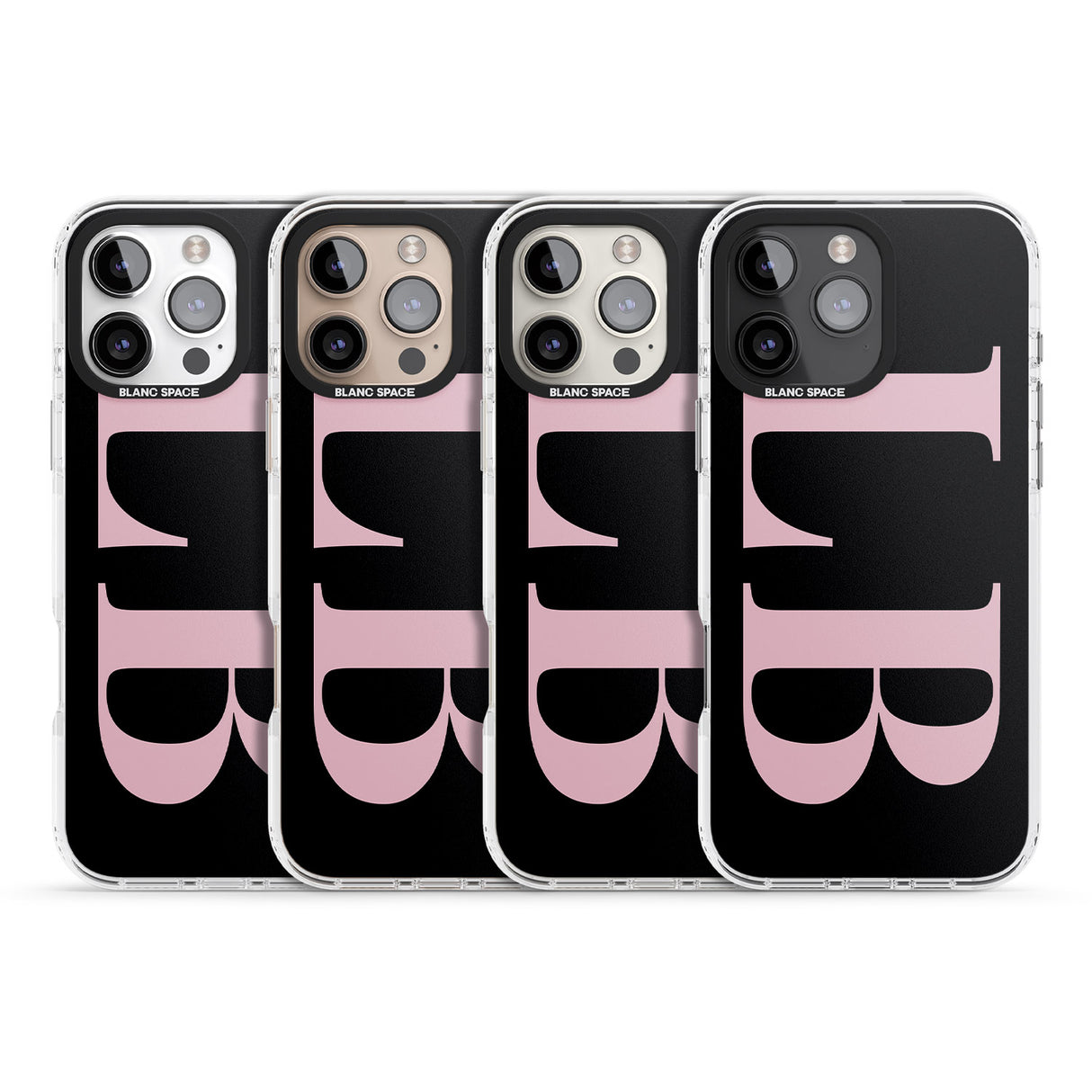 iPhone 16 Pro Max Personalised Pink & Black Letters Black Impact Phone Case