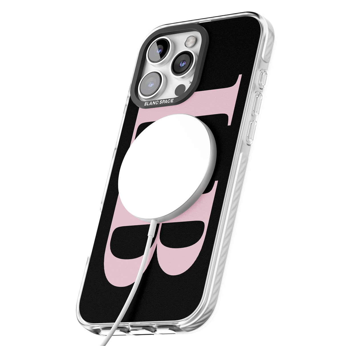 iPhone 16 Pro Max Personalised Pink & Black Letters Black Impact Phone Case