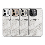 iPhone 16 Pro Max Personalised Light Grey & White Marble Texture Black Impact Phone Case