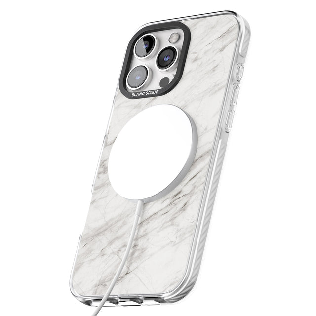 iPhone 16 Pro Max Personalised Light Grey & White Marble Texture Black Impact Phone Case