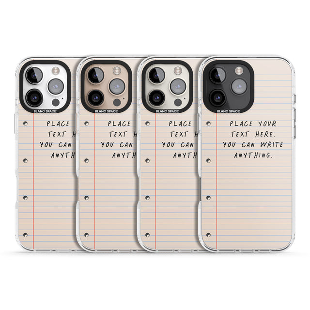 iPhone 16 Pro Max Personalised School Paper Black Impact Phone Case