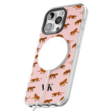 iPhone 16 Pro Max Personalised Safari Tiger Pattern on Pink Black Impact Phone Case