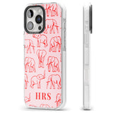 iPhone 16 Pro Max Personalised Red Elephant Outlines on Pink Black Impact Phone Case